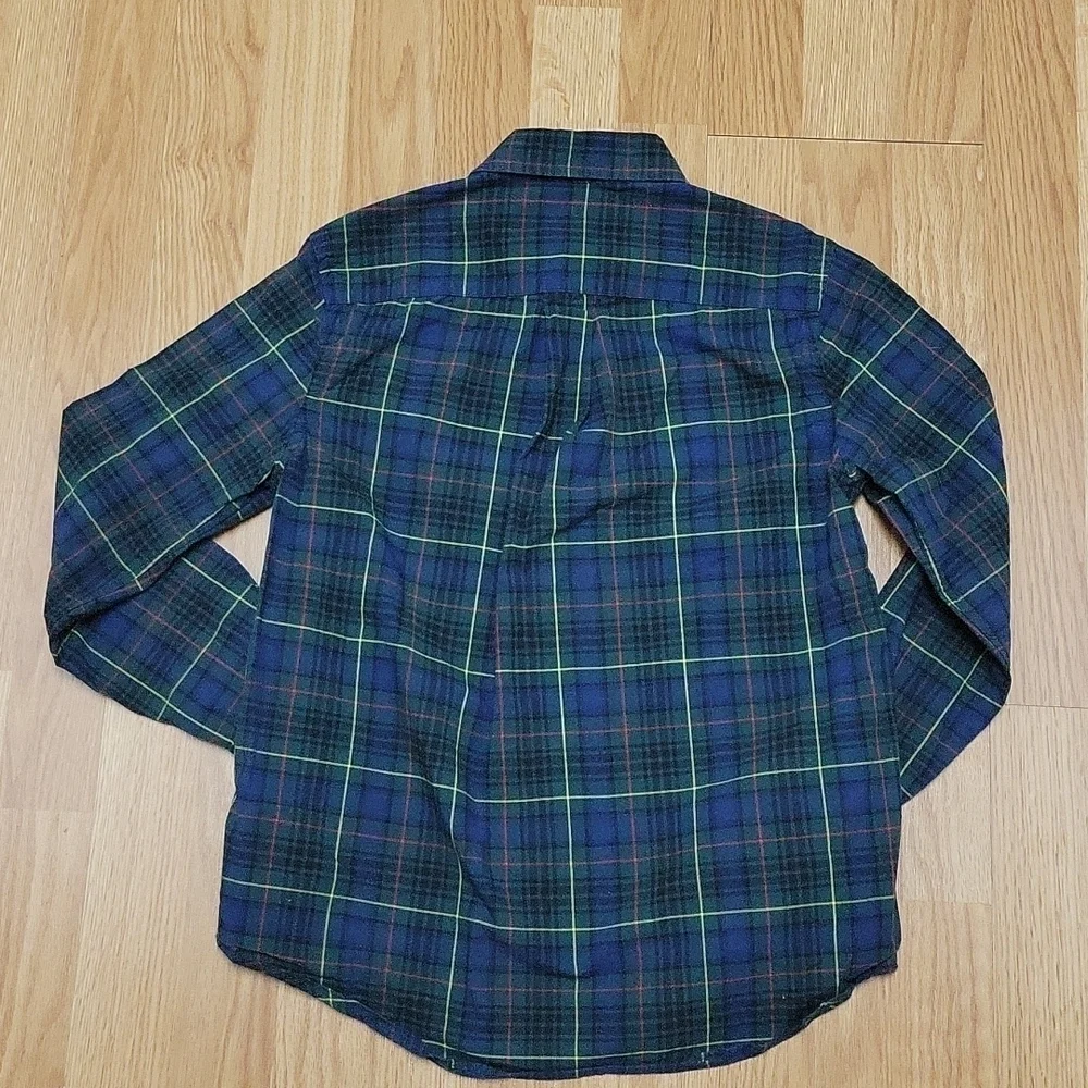 Ralph Lauren Navy snd Green plaid long sleeve Poppin shirt Large (14-16)